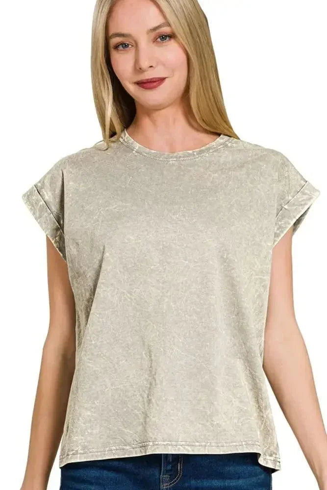 Zenana Crinkle Washed Round Neck Folded Short Sleeve Tee - Update AvenueT-ShirtsTrendsi100100611401276100100611401276d1a53621 - 6158 - 4aae - 954a - bdcc1351b6fc - Max - OriginSLEET