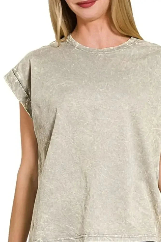 Zenana Crinkle Washed Round Neck Folded Short Sleeve Tee - Update AvenueT-ShirtsTrendsi10010061140127610010061140127698ef92aa - 148b - 4d89 - ae09 - facbe18175ae - Max - OriginSLEET