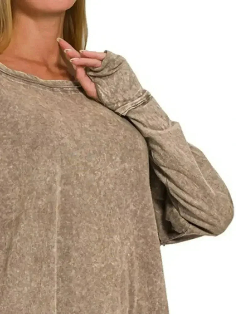 Zenana Crinkle Washed Thumb Hole Cuffs Long Sleeve Top - Update AvenueT-ShirtsTrendsi10010086887131010010086887131079b633d1 - 055e - 4618 - 9550 - 3c60ff1df791 - Max - OriginMOCHA