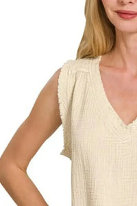 Zenana Double Gauze Raw Edge Acid Washed Tank - Update AvenueTanks & CamisTrendsi1001009407415221001009407415222e324ae0 - 63d5 - 423f - 97d2 - 3eedee57fb4a - Max - OriginSAND BEIGE
