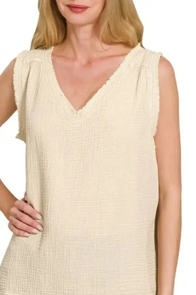 Zenana Double Gauze Raw Edge Acid Washed Tank - Update AvenueTanks & CamisTrendsi100100940741522100100940741522fab0af7b - 1c79 - 401a - aa71 - 9ed96361f227 - Max - OriginSAND BEIGE