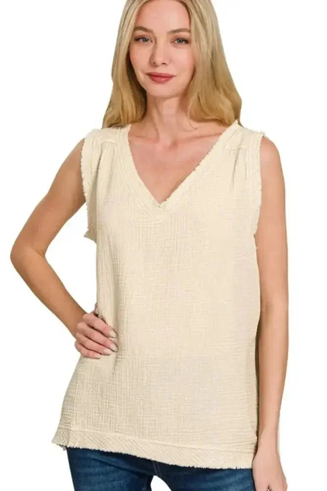 Zenana Double Gauze Raw Edge Acid Washed Tank - Update AvenueTanks & CamisTrendsi1001009407415221001009407415226d557127 - c71f - 46cf - 9cec - c27f53bb0295 - Max - OriginSAND BEIGE