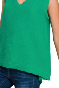 Zenana Double Gauze Raw Edge V - Neck Tank - Update AvenueTrendsi1001002351011591001002351011593fddc60d - 13e7 - 486f - 8e9f - 9714deeb5409 - Max - OriginK GREEN