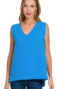 Zenana Double Gauze Raw Edge V - Neck Tank - Update AvenueTrendsi1001006573418531001006573418533b2ad700 - 9fe2 - 4c2c - a4ff - 1d55f8f5f728 - Max - OriginDEEP SKY