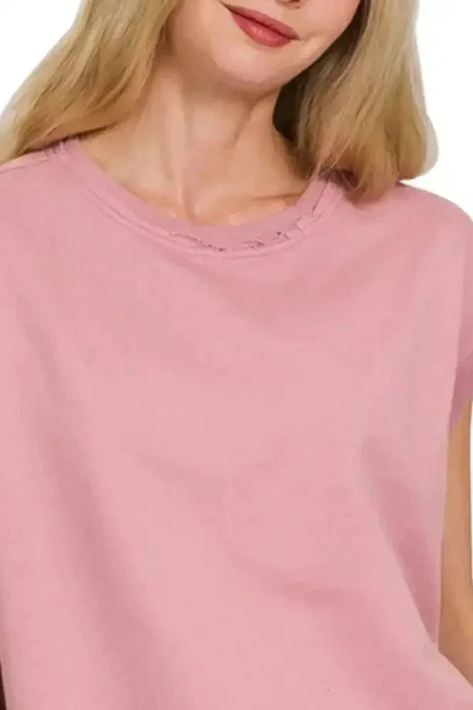 Zenana French Terry Round Neck Cap Sleeve T-Shirt - Update AvenueT-ShirtsTrendsi100100252621624100100252621624530f0ab5 - 4810 - 4651 - af81 - 6b04073e5f23 - Max - OriginLT ROSE