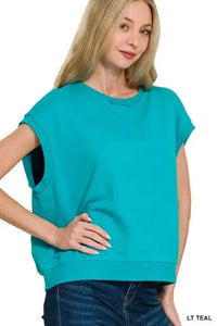 Zenana French Terry Round Neck Cap Sleeve T-Shirt - Update AvenueT-ShirtsTrendsi100100350021812100100350021812a1d8ac8d173244e4af3205a7d1787e9b - Max - OriginLT TEAL