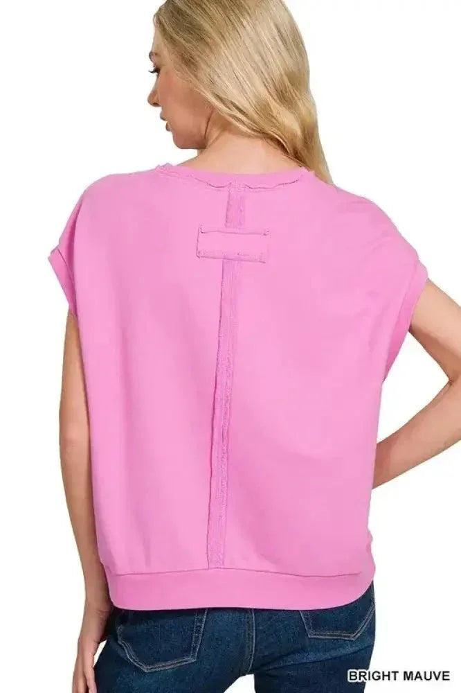 Zenana French Terry Round Neck Cap Sleeve T-Shirt - Update AvenueT-ShirtsTrendsi100100380201240100100380201240ddb7afd519914b2f807f239a5bf0bf97 - Max - OriginBRIGHT MAUVE