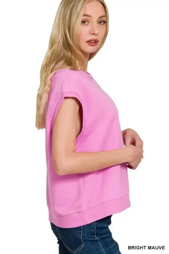 Zenana French Terry Round Neck Cap Sleeve T-Shirt - Update AvenueT-ShirtsTrendsi100100380201240100100380201240e86cd1da976d4f359d20c318adb8abf2 - Max - OriginBRIGHT MAUVE