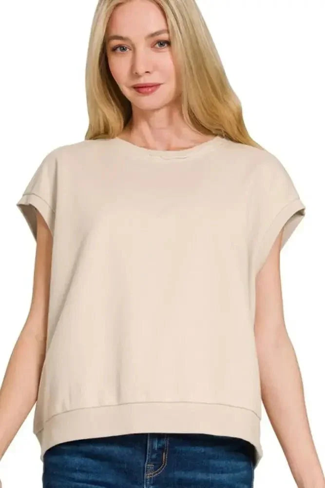 Zenana French Terry Round Neck Cap Sleeve T-Shirt - Update AvenueT-ShirtsTrendsi100100470341753100100470341753db667716 - b3ae - 4ad6 - 96a1 - 1280a2c2280d - Max - OriginSAND BEIGE