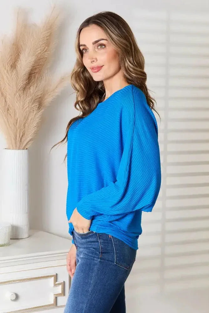 Zenana Full Size Round Neck Batwing Sleeve Blouse - Update AvenueTrendsi100101961733908100101961733908591a42541aa54f7a911a69c16fe437d3 - MaxBlue