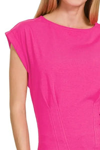 Zenana Gathered Waist Round Neck Top - Update AvenueT-ShirtsTrendsi100100783451744100100783451744c5febc75 - 7228 - 48ac - 88ec - bfdabdd190f0 - Max - OriginHOT PINK