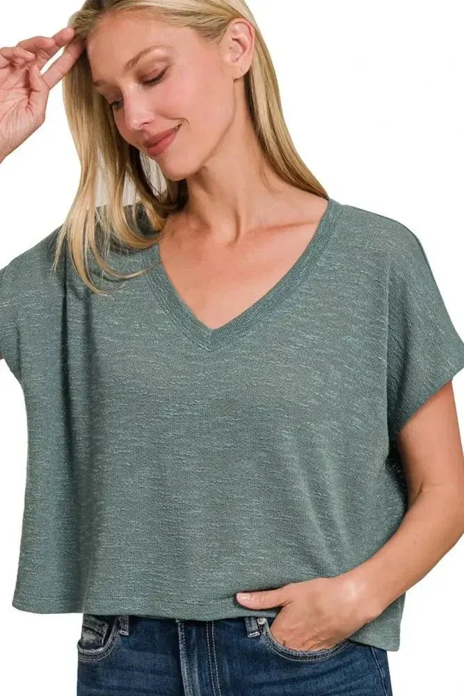 Zenana Hacci Slub V - neck Drop Shoulder Crop Top - Update AvenueT-ShirtsTrendsi1001007090217971001007090217975a75fe17 - 8105 - 4061 - 8dea - fd0659a90db3 - Max - OriginASH JADE
