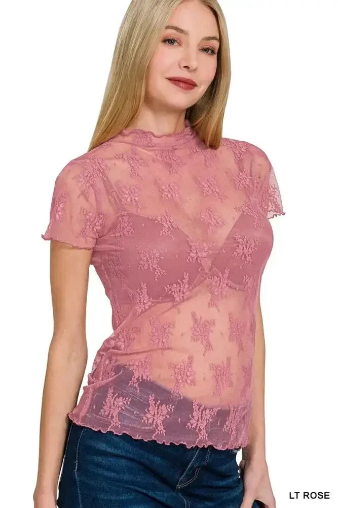 Zenana Lace See - through Layering Short Sleeve Top - Update AvenueT-ShirtsTrendsi1001003108613151001003108613156d818ae29fcf46ff9b8b4ef8a673ba4e - Max - OriginLT ROSE