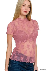 Zenana Lace See - through Layering Short Sleeve Top - Update AvenueT-ShirtsTrendsi1001003108613151001003108613156d818ae29fcf46ff9b8b4ef8a673ba4e - Max - OriginLT ROSE