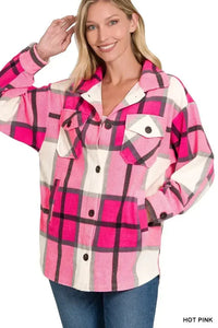 Zenana Oversized Plaid Fleece Shacket - Update AvenueTrendsi100100042161588100100042161588be9a89b8 - b608 - 400d - acd2 - afc4a6e610d7 - Max - OriginHOT PINK