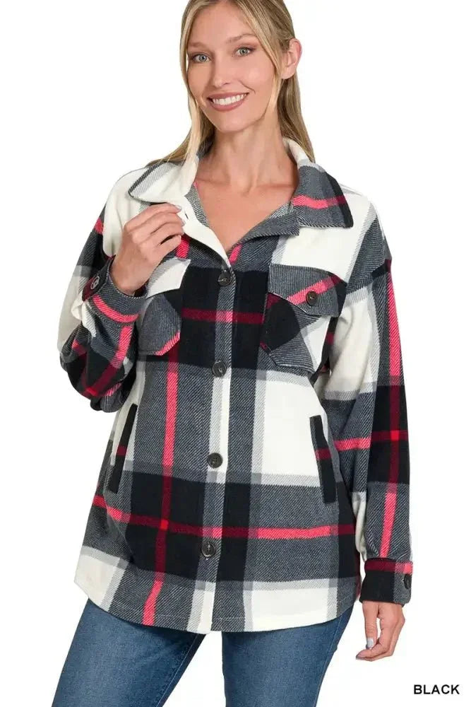Zenana Oversized Plaid Fleece Shacket - Update AvenueTrendsi100100491181558100100491181558c2ece6ce - 3e71 - 4335 - 8633 - 51ff152a7ea4 - Max - OriginBLACK