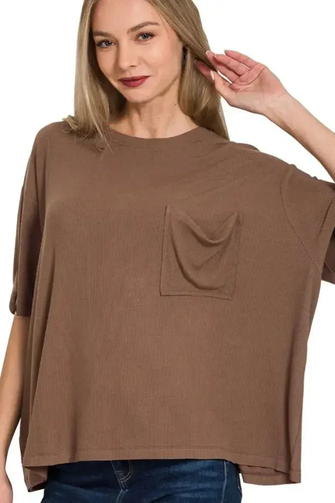 Zenana Oversized Ribbed Round Neck Short Sleeve Tee - Update AvenueT-ShirtsTrendsi1001000697617941001000697617949f4c36b0 - 79e5 - 452e - a242 - f833b1f7fea6 - Max - OriginBROWN