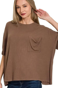 Zenana Oversized Ribbed Round Neck Short Sleeve Tee - Update AvenueT-ShirtsTrendsi1001000697617941001000697617949f4c36b0 - 79e5 - 452e - a242 - f833b1f7fea6 - Max - OriginBROWN
