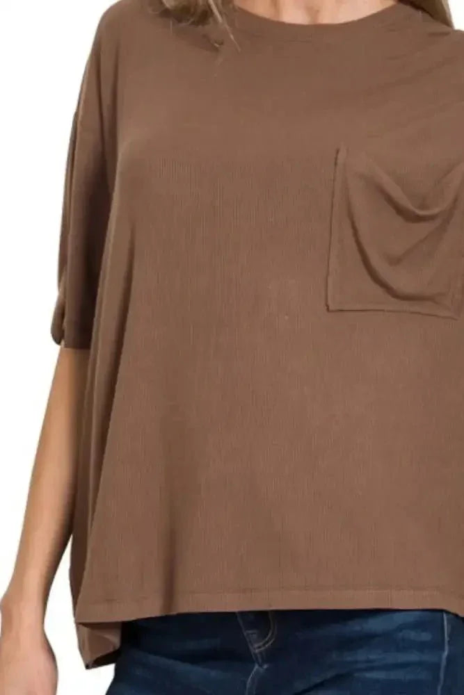 Zenana Oversized Ribbed Round Neck Short Sleeve Tee - Update AvenueT-ShirtsTrendsi100100069761794100100069761794f8989681 - d6cd - 4068 - b23c - e815bf687cbb - Max - OriginBROWN