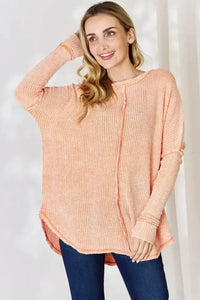 Zenana Oversized Washed Waffle Long Sleeve Top - Update AvenueTrendsi100101570080083100101570080083ba6c25e9 - 466e - 4439 - af4b - c02d5a9713f8 - MaxLight Orange