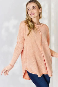 Zenana Oversized Washed Waffle Long Sleeve Top - Update AvenueTrendsi1001015700800831001015700800831291908b - 979e - 4e3a - 9128 - 5c748ca82f39 - MaxLight Orange