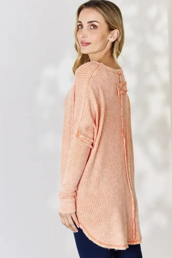 Zenana Oversized Washed Waffle Long Sleeve Top - Update AvenueTrendsi100101570080083100101570080083515b9321 - 7264 - 462d - b4a6 - c9bfc68ab7aa - MaxLight Orange