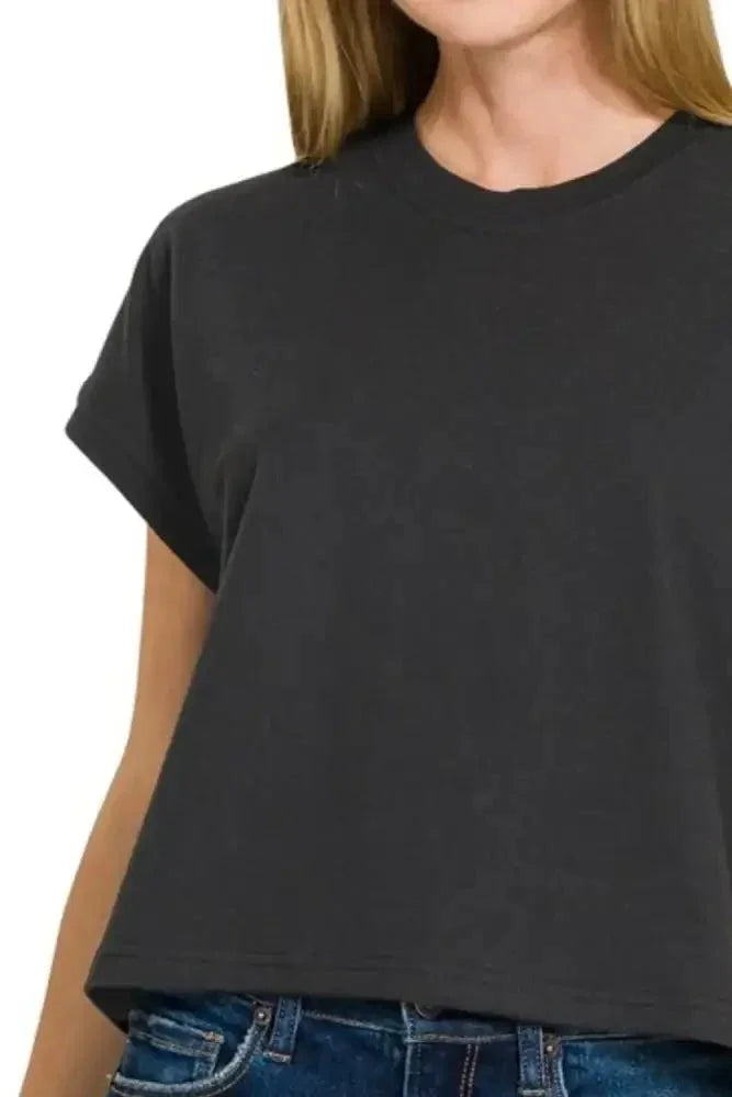 Zenana Premium Cotton Relaxed Crop Tee - Update AvenueT-ShirtsTrendsi10010049426144910010049426144945623f17 - a656 - 46e8 - 8565 - 1ebc1f3992ae - Max - OriginBLACK