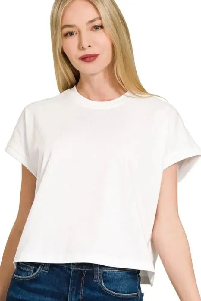 Zenana Premium Cotton Relaxed Crop Tee - Update AvenueT-ShirtsTrendsi100100873281024100100873281024ebfd3c21 - 54ac - 4748 - ae3b - 2cf305207b93 - Max - OriginWHITE