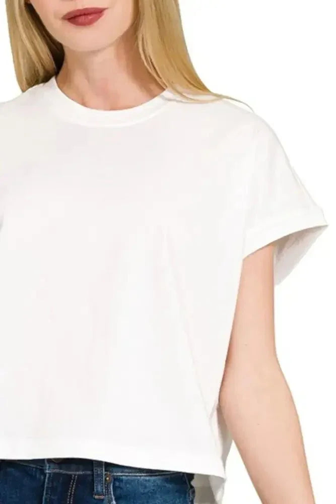 Zenana Premium Cotton Relaxed Crop Tee - Update AvenueT-ShirtsTrendsi100100873281024100100873281024f1da54ee - f840 - 4907 - a13b - 61c542073a08 - Max - OriginWHITE