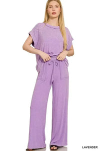 Zenana Ribbed Acid Wash Rayon Top & Pants Set - Update AvenueDaily EssentialsTrendsi100100703181568100100703181568ed9eab8357454f69ae65b3f29f5bd552 - Max - OriginLAVENDER