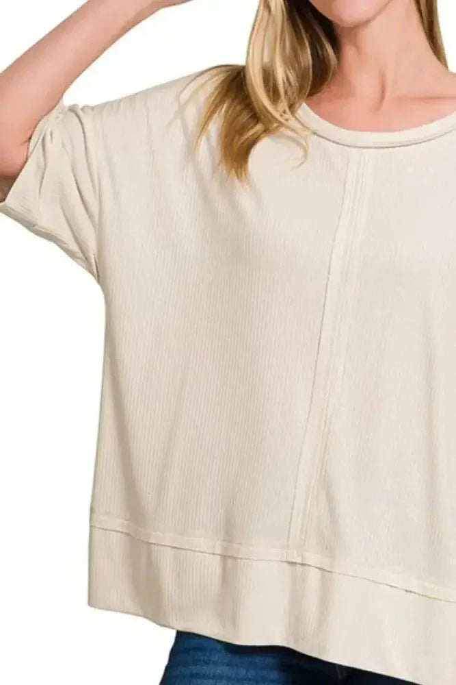 Zenana Ribbed Boat Neck 3/4 Sleeve Top - Update AvenueT-ShirtsTrendsi10010059393135710010059393135712dbe09f - b0a5 - 4092 - ab97 - 578f14bd2407 - Max - OriginSAND BEIGE