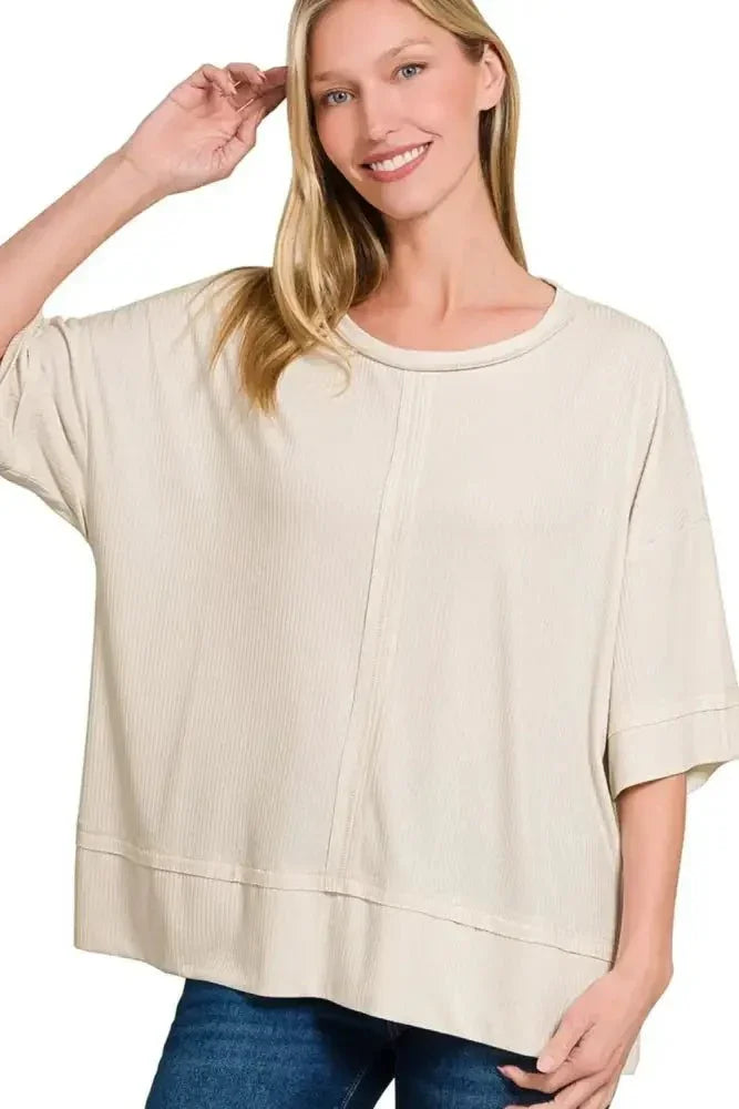 Zenana Ribbed Boat Neck 3/4 Sleeve Top - Update AvenueT-ShirtsTrendsi1001005939313571001005939313577797d17b - 519d - 4d1a - a3bf - b327baeb1810 - Max - OriginSAND BEIGE