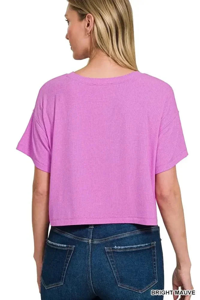 Zenana Ribbed Round - Neck Crop T-Shirt - Update AvenueT-ShirtsTrendsi1001003394711151001003394711151e3d3ab9d1034e4ea09307d40c4a019a - Max - OriginBRIGHT MAUVE