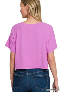 Zenana Ribbed Round - Neck Crop T-Shirt - Update AvenueT-ShirtsTrendsi1001003394711151001003394711151e3d3ab9d1034e4ea09307d40c4a019a - Max - OriginBRIGHT MAUVE
