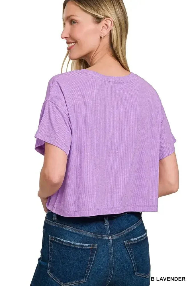Zenana Ribbed Round - Neck Crop T-Shirt - Update AvenueT-ShirtsTrendsi1001004172019141001004172019145653b0aa89db46c7bbc0b6931a26a57d - Max - OriginB LAVENDER