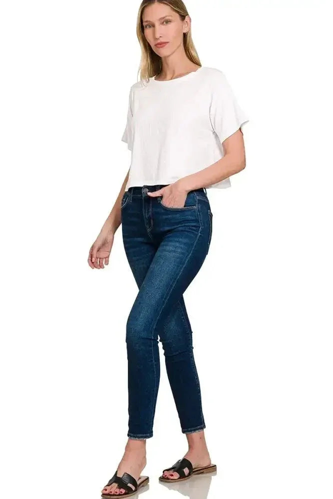 Zenana Ribbed Round - Neck Crop T-Shirt - Update AvenueT-ShirtsTrendsi1001005687510891001005687510897a32711919734a5099f05affe6a69587 - Max - OriginWHITE