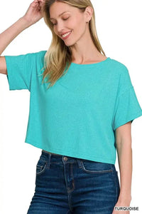 Zenana Ribbed Round - Neck Crop T-Shirt - Update AvenueT-ShirtsTrendsi100100949341800100100949341800ab1f63c45a4e4b2b8cac7b8970a5a7d9 - Max - OriginTURQUOISE