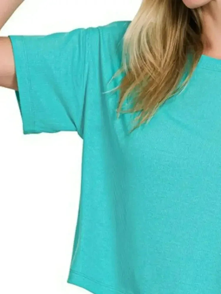 Zenana Ribbed Round - Neck Crop T-Shirt - Update AvenueT-ShirtsTrendsi100100949341800100100949341800218c352b - 5075 - 4588 - 9f9d - 714c06060736 - Max - OriginTURQUOISE