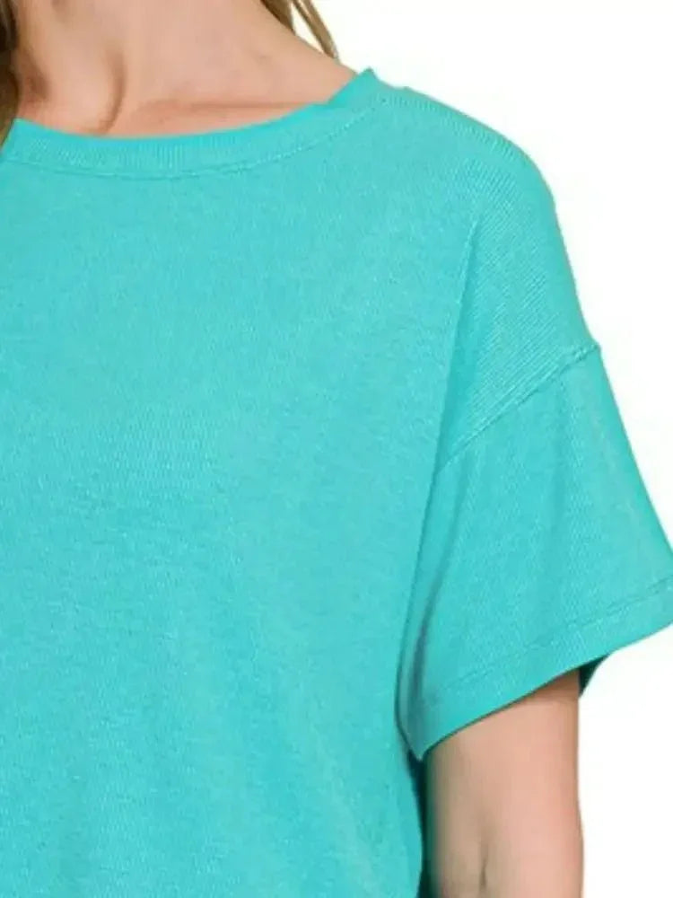 Zenana Ribbed Round - Neck Crop T-Shirt - Update AvenueT-ShirtsTrendsi1001009493418001001009493418002c08b1ad - dc89 - 42b1 - be92 - a036d32526bd - Max - OriginTURQUOISE