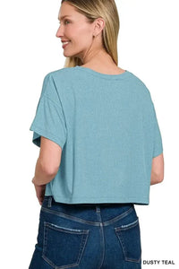 Zenana Ribbed Round - Neck Crop T-Shirt - Update AvenueT-ShirtsTrendsi1001009757515071001009757515075eb392e6a2da4bd5b62a83dbd6916ed9 - Max - OriginDUSTY TEAL