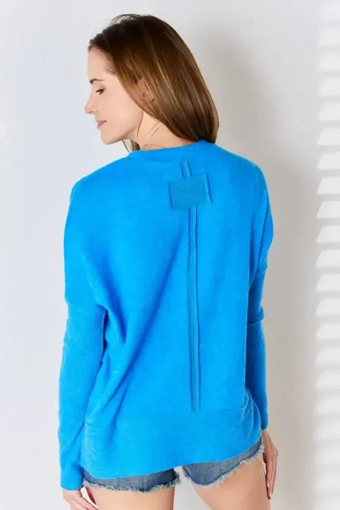 Zenana Ribbed Trim Round Neck Long Sleeve Top - Update AvenueTrendsi1001017017407771001017017407779037fe65 - 0a79 - 4cfc - 8489 - 8a9c1964d918 - MaxOcean Blue