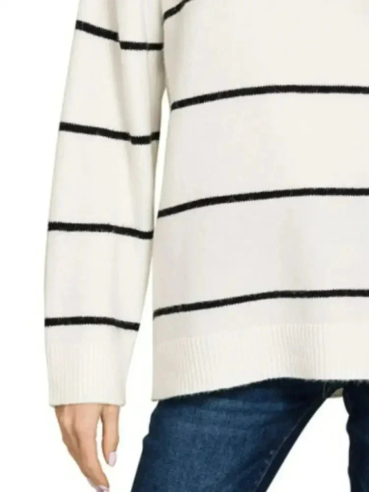 Zenana Round Neck Stripe Sweater - Update AvenueDaily EssentialsTrendsi1001008018519581001008018519587938a2c7 - 91c7 - 4827 - b595 - e27a311f0a40 - Max - OriginIVORY/BLACK