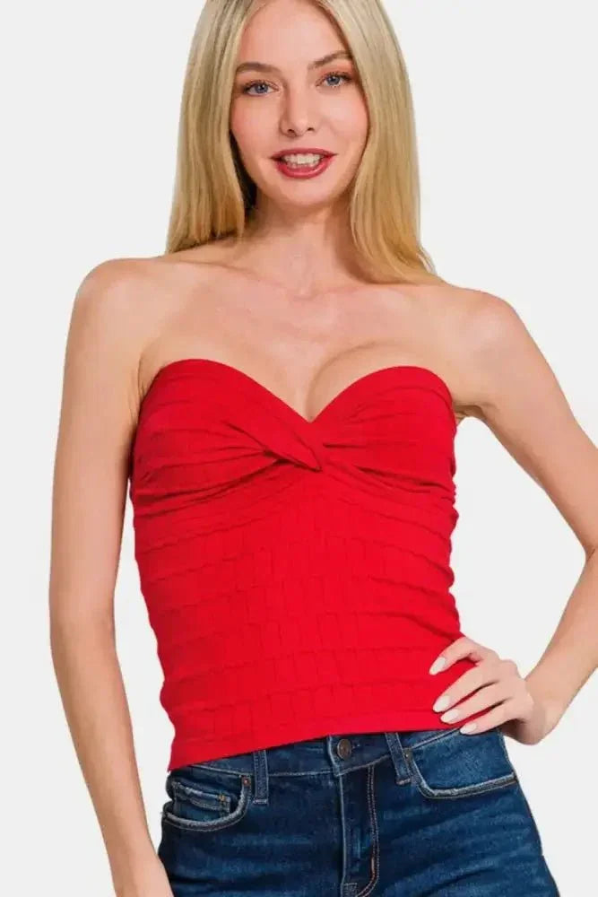 Zenana Ruched Twisted Sweetheart Neck Top - Update AvenueFestival VibesTrendsi1001000925713881001000925713884dd99b99 - 13ff - 41d1 - 9dc1 - aef4c17c248e - MaxRed