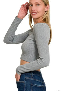 Zenana Seamless Fitted Rib V - neck Long Sleeve Crop Top - Update AvenueT-ShirtsTrendsi100100762161395100100762161395bf1e7ec7 - fff2 - 415a - 8d76 - 46cc5aefc305 - Max - OriginH GREY