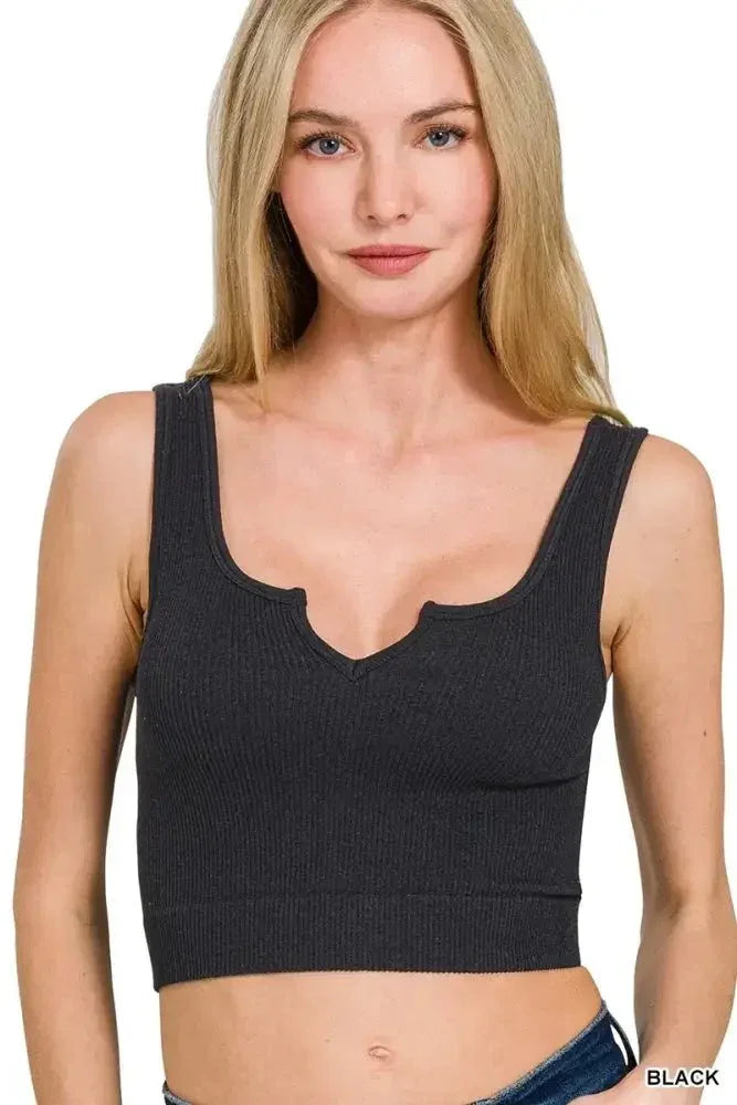 Zenana Seamless Split Neck Bra Tank Top - Update AvenueTanks & CamisTrendsi1001000796817061001000796817062333078700464a92a6ed0cd23079ad07 - Max - OriginBLACK