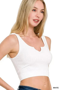 Zenana Seamless Split Neck Bra Tank Top - Update AvenueTrendsi1001006779017911001006779017915844fc7b96f441f09935b245e1f6355e - Max - OriginWHITE