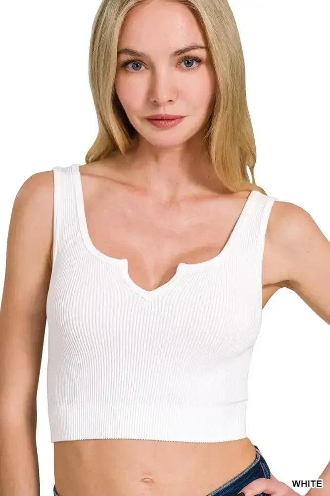 Zenana Seamless Split Neck Bra Tank Top - Update AvenueTrendsi10010067790179110010067790179134e1d991f5f346e8bda361d6c29cf3b0 - Max - OriginWHITE