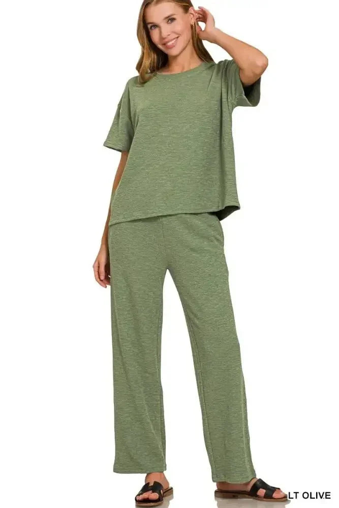 Zenana Slub Short Sleeve T-Shirt and Pants Set - Update AvenueDaily EssentialsTrendsi10010008635101410010008635101496077c989b194ab1a44702ebec167bab - Max - OriginLT OLIVE