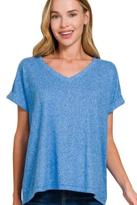 Zenana Soft Melange Hacci V - neck Tee - Update AvenueT-ShirtsTrendsi1001006381017111001006381017119e02f128 - 04bd - 4f32 - a62d - a01f50344077 - Max - OriginOCEAN BLUE