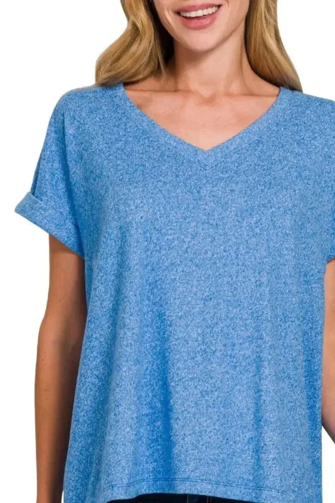 Zenana Soft Melange Hacci V - neck Tee - Update AvenueT-ShirtsTrendsi1001006381017111001006381017112a0062cc - 8f80 - 4279 - 8b6e - 95d7f9dbed8b - Max - OriginOCEAN BLUE